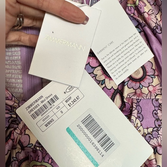 NWT Zimmermann Cosmic Twist Front Mini Dress Silk Purple Flare 0P (US2P) - Picture 3 of 16